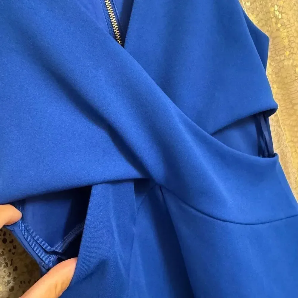 Express Royal Blue Zip Back Side Cutout Cocktail‎ Party Mini Dress Small